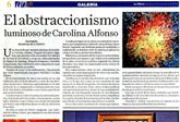 Saldana, José Aica Unesco - El abstraccionismo luminoso de Carolina Alfonso La Hora, sección Artes, Ecuador, 12 de nov, 2006.